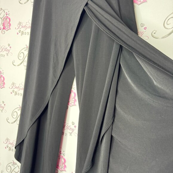 Joseph ribkoff pants flowy flare comfy stretchy black high low dual tiered flow - Picture 3 of 12